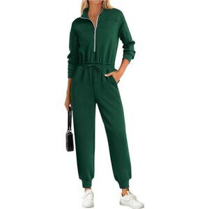Women's Long Sleeve Jumpsuit Casual Zip Up Pant Romper